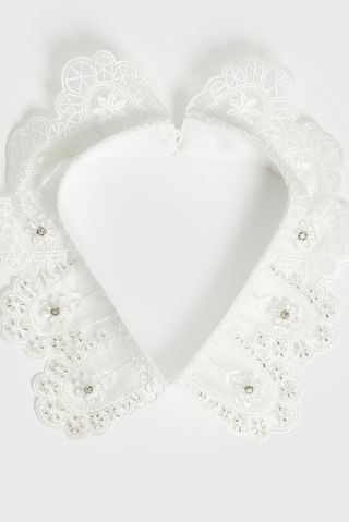 White Diamanté Lace Collar