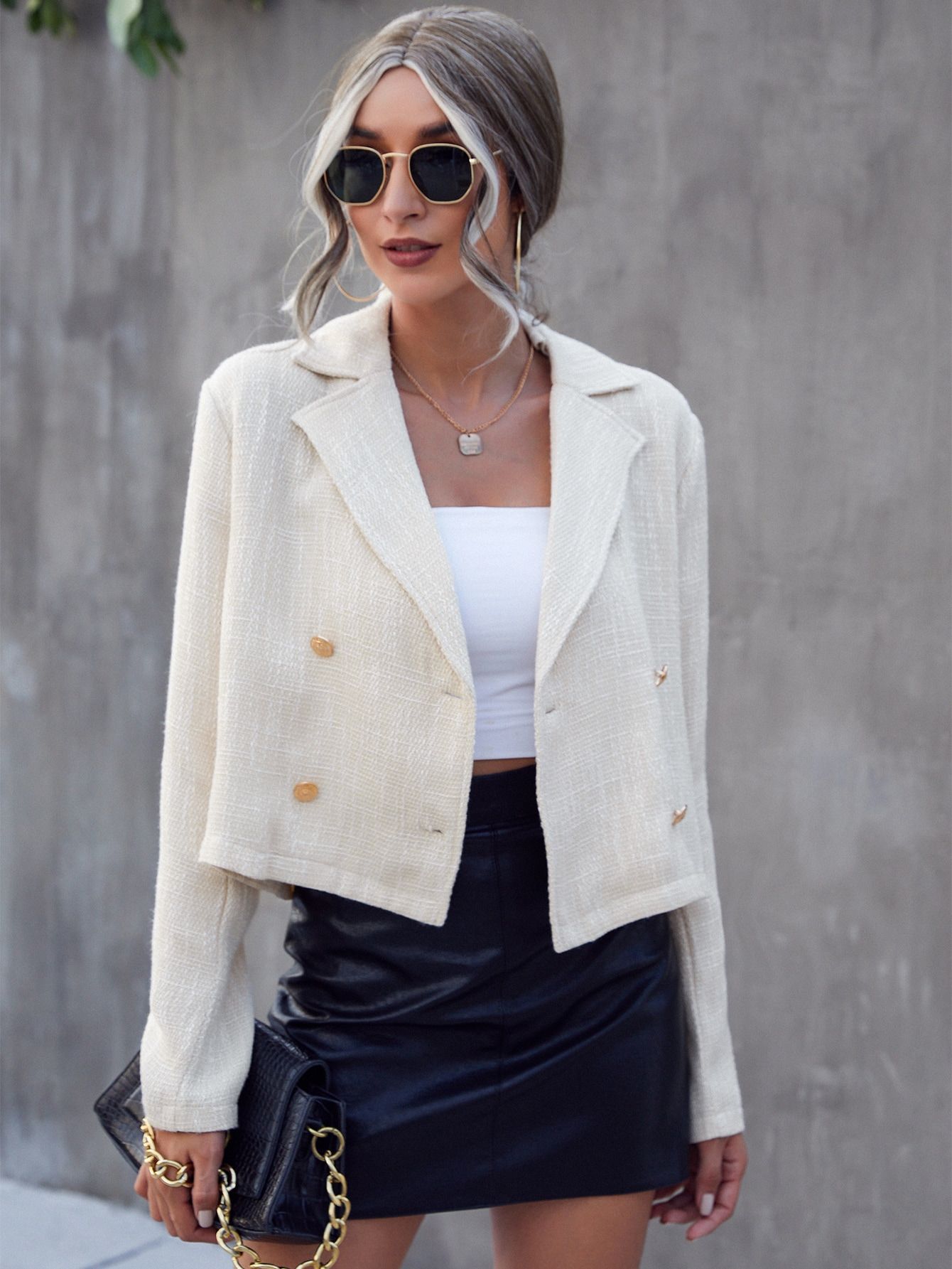 Double Breasted Lapel Neck Jacket