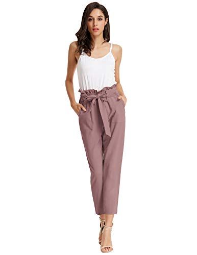 Cropped Paper Bag Waist Pants