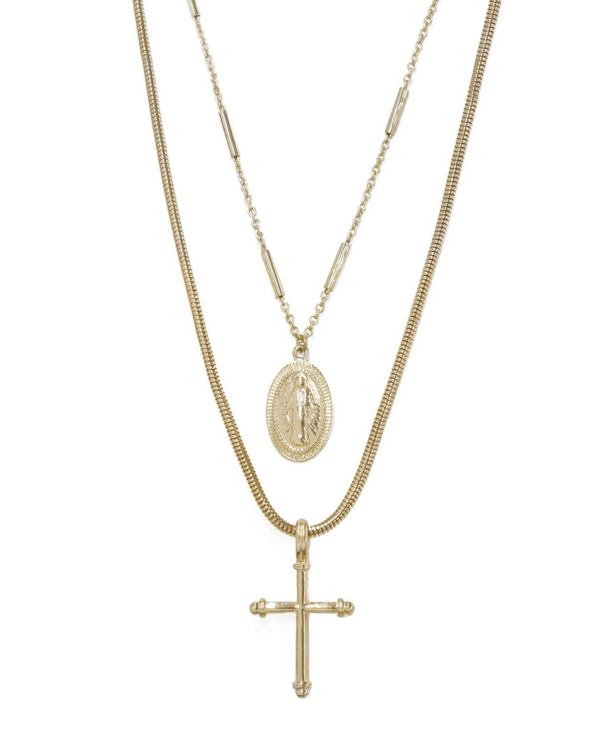 Like a Prayer Layered Cross and Coin Necklace