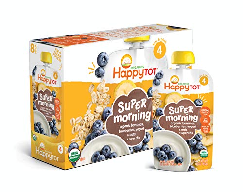 Happy Tot Super Morning Banana-Blueberry Pouch (Pack of 8)