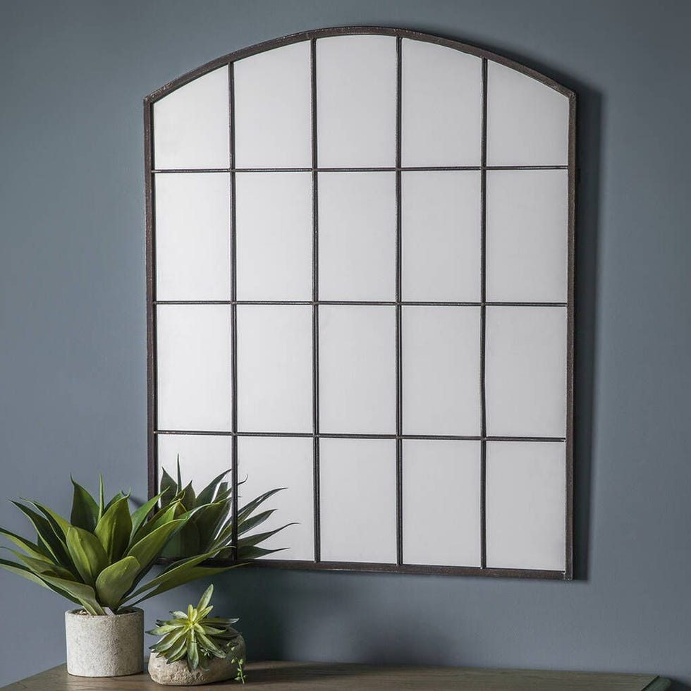 Rounded Black Window Mirror