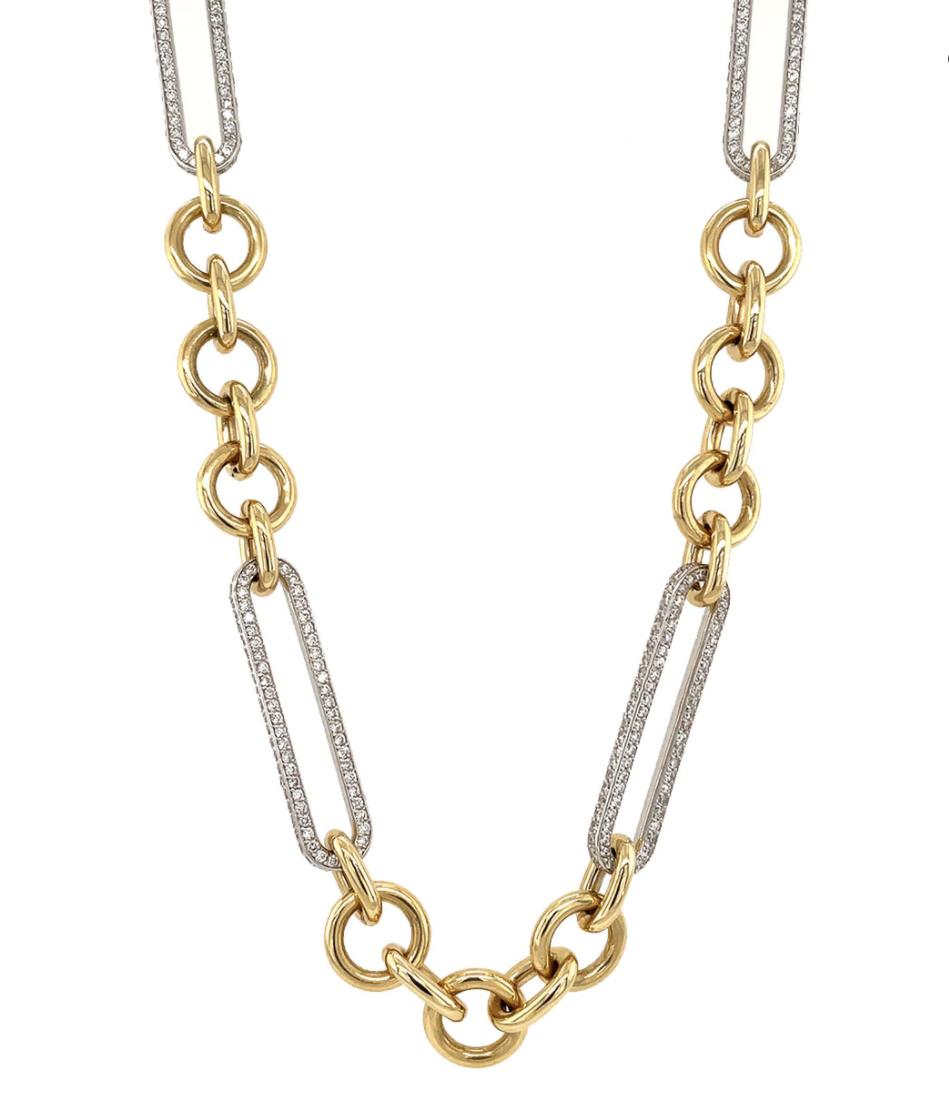 Flexible extender chain with medium sized mixed pavé clips