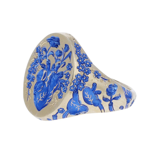 Blue Lacquer Heart Ring