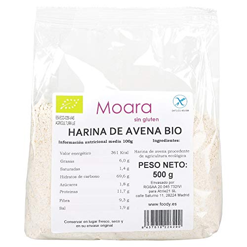 Harina de avena integral y neutra, BIO sin gluten