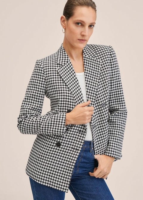 Houndstooth suit blazer