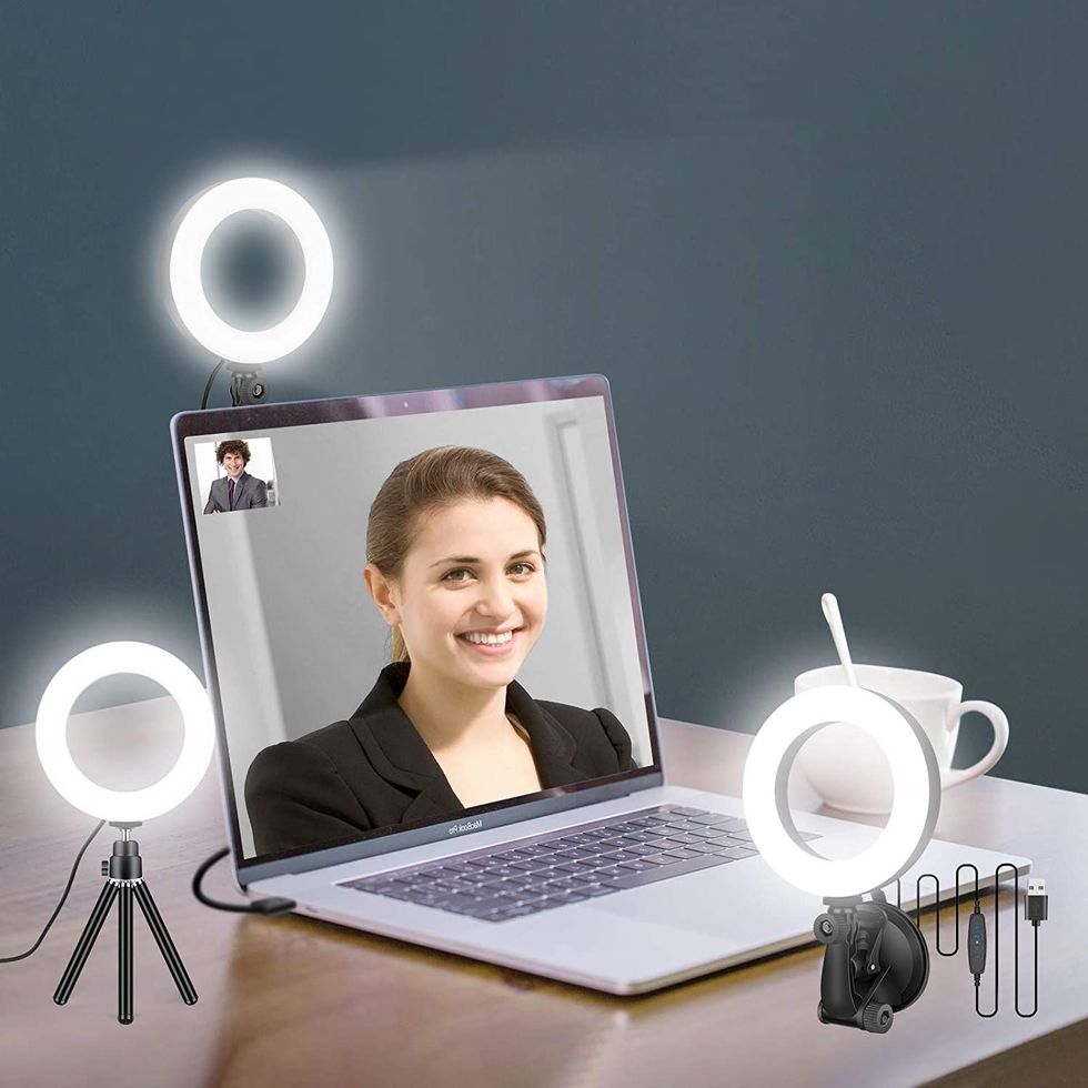 Ring Light for Computer Laptop,Video Conference Lighting kit  for Zoom Meetings,5 Small Led Selfie Light Portable Ring Light with  Stand,Cell Phone Holder Desktop Ring Light for Skype Call : Cell Phones