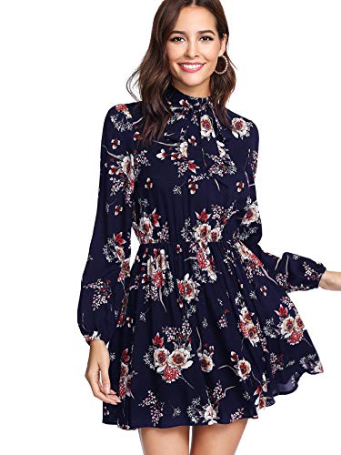 Floerns Women's Mock-Neck Floral Dress