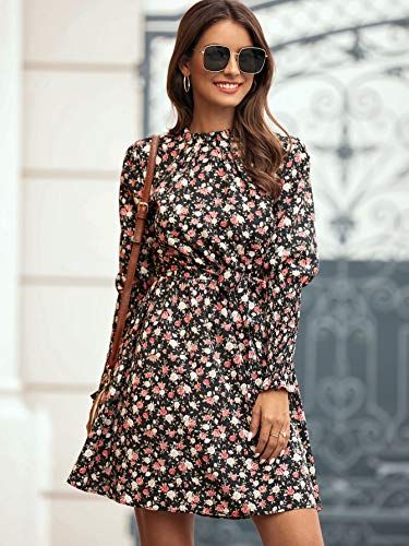 SHEIN Floral Print Bell Sleeve Layered Frill Dress | SHEIN IN