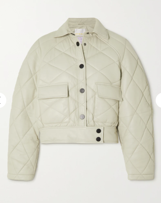 Gena Quilted Leather Bomber Jacket