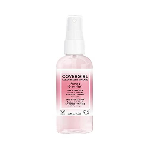 COVERGIRL Clean Fresh Skincare Priming Glow Facial Mist with Rose Water and Vitamin C, 3.3 Fl Oz