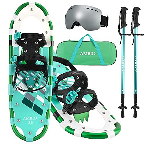 Lightweight Aluminum Snow Shoes with Trekking Poles and Carrying Tote Bag Warmwithann Snowshoes for Men Women Girls Boys 