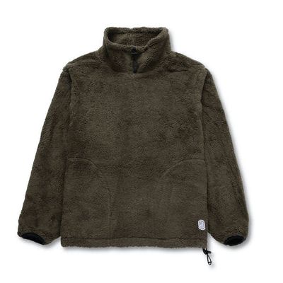 Cotton Shearling Mock Neck Pullover