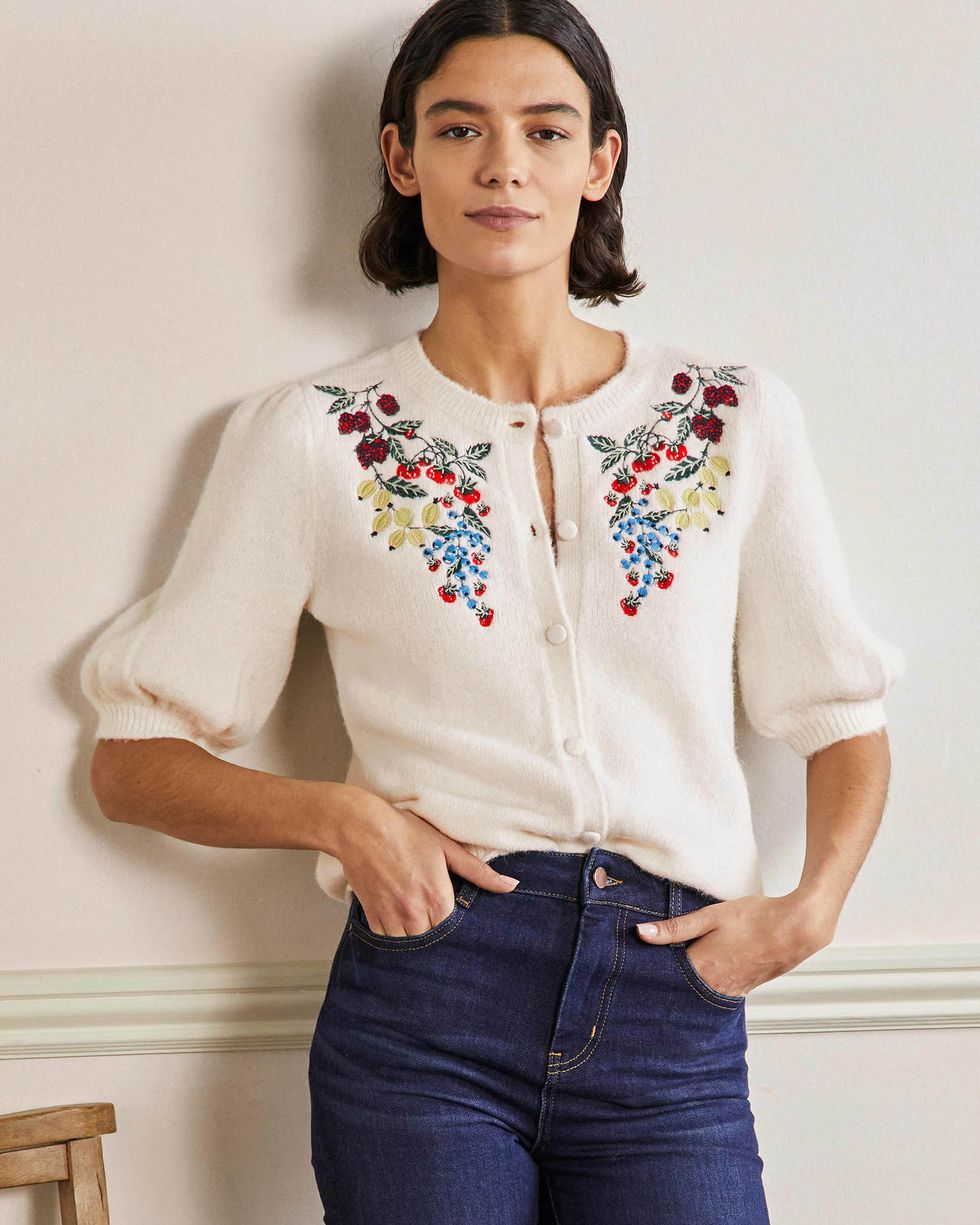 Boden embroidered knitwear: Boden showcases spring knitwear