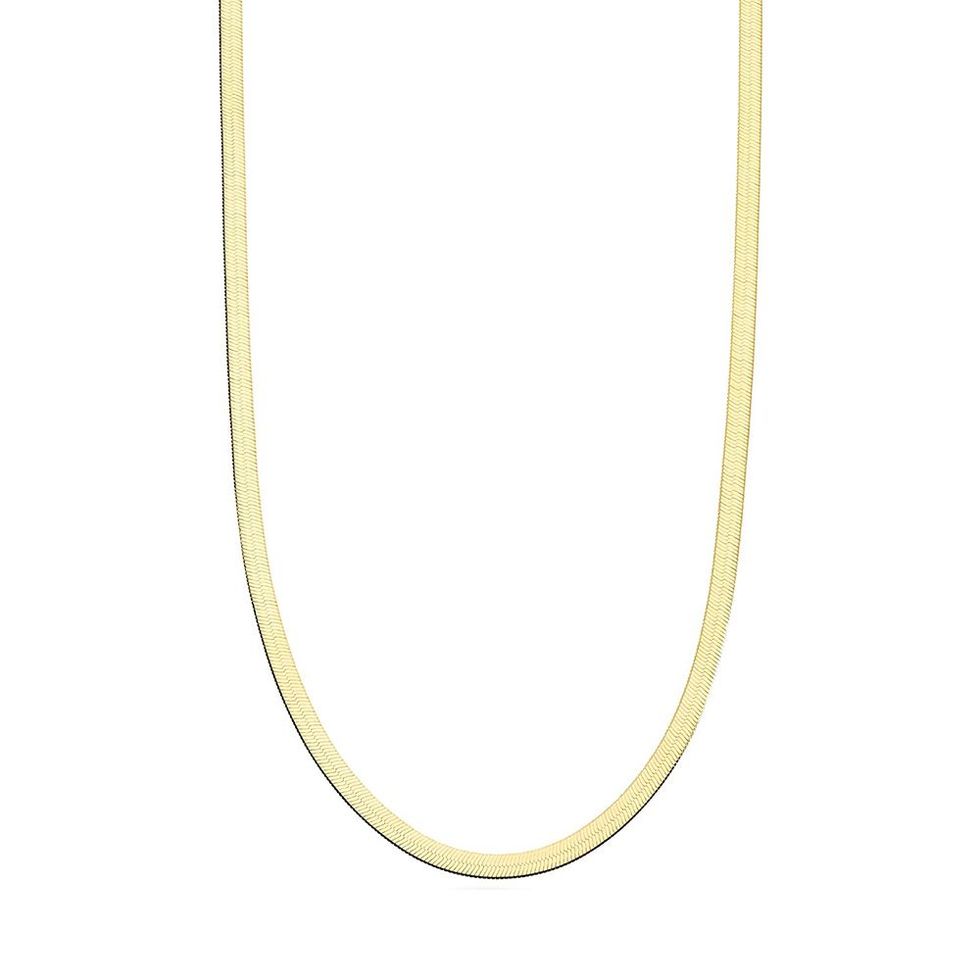 18K Gold Flat Herringbone Chain Necklace