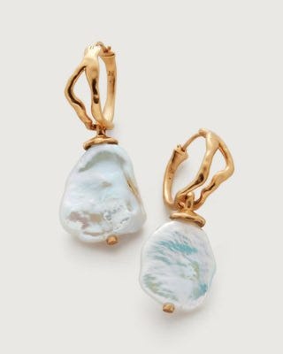 Keshi Pearl Large Hoop Earrings