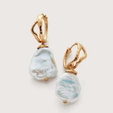 Keshi Pearl Large Hoop Earrings