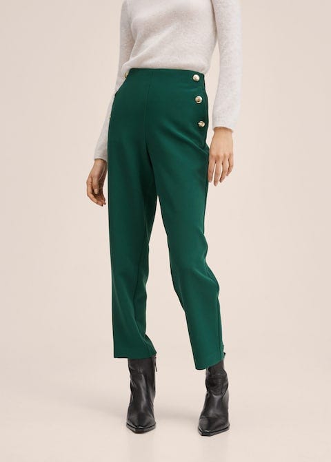Cropped button trousers