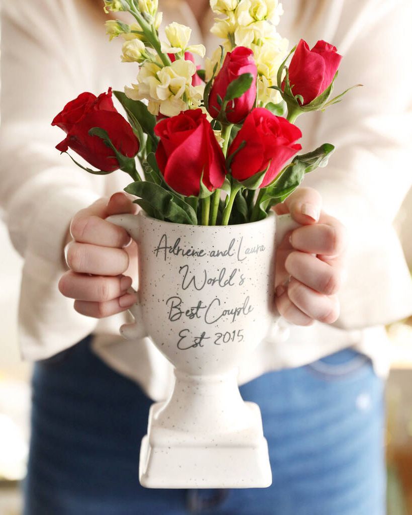 Personalised Ceramic Speckled Trophy Vase, Not On The High Street, £22