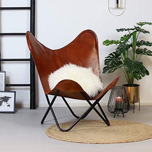 Brown Vintage Leather Butterfly Chair