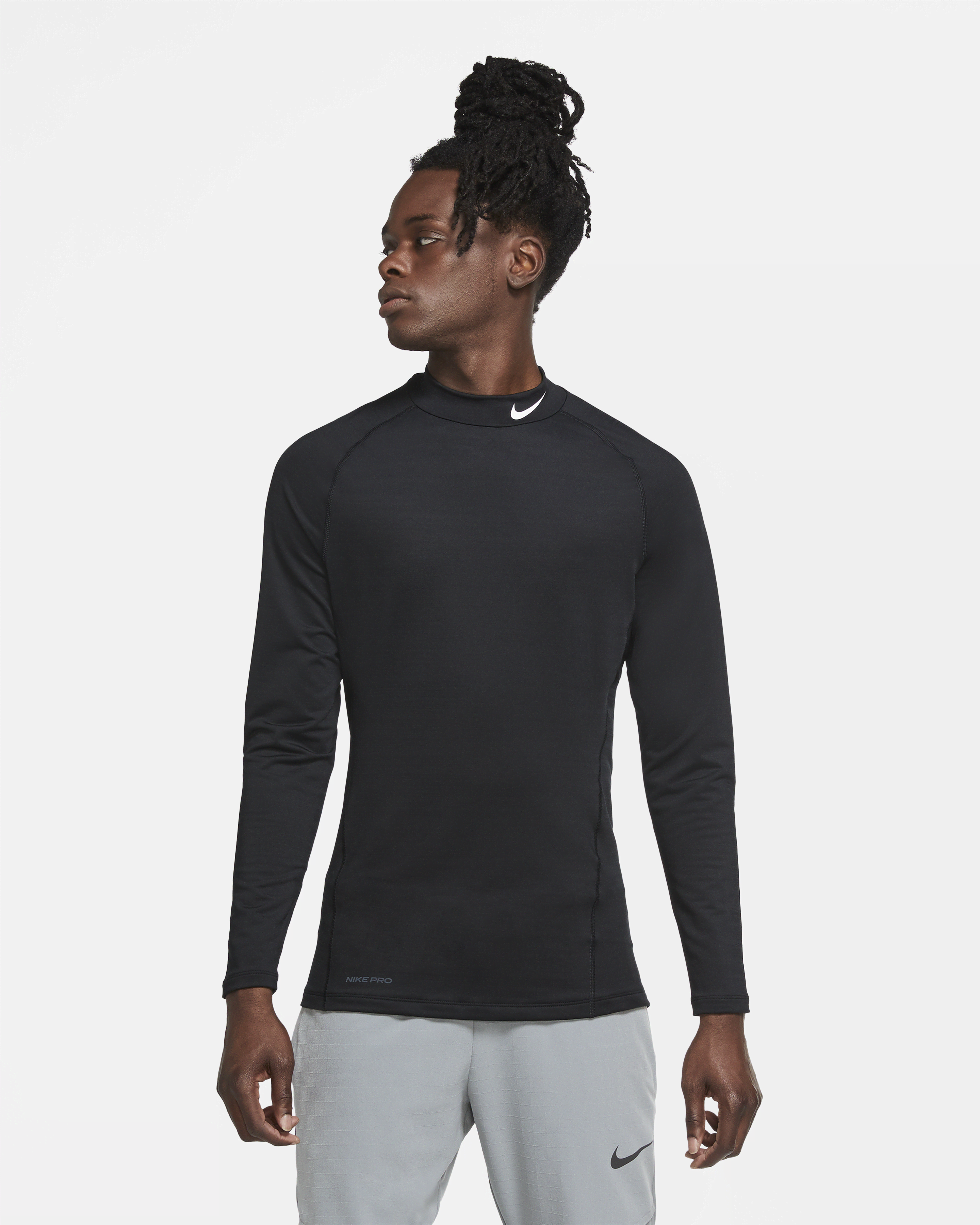 Men's Long Sleeve T-Shirt Gym Baselayer Cool Dry Compression Top Mock Neck Solid 