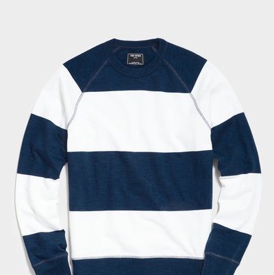 Bold Stripe Sweatshirt In Navy Batik