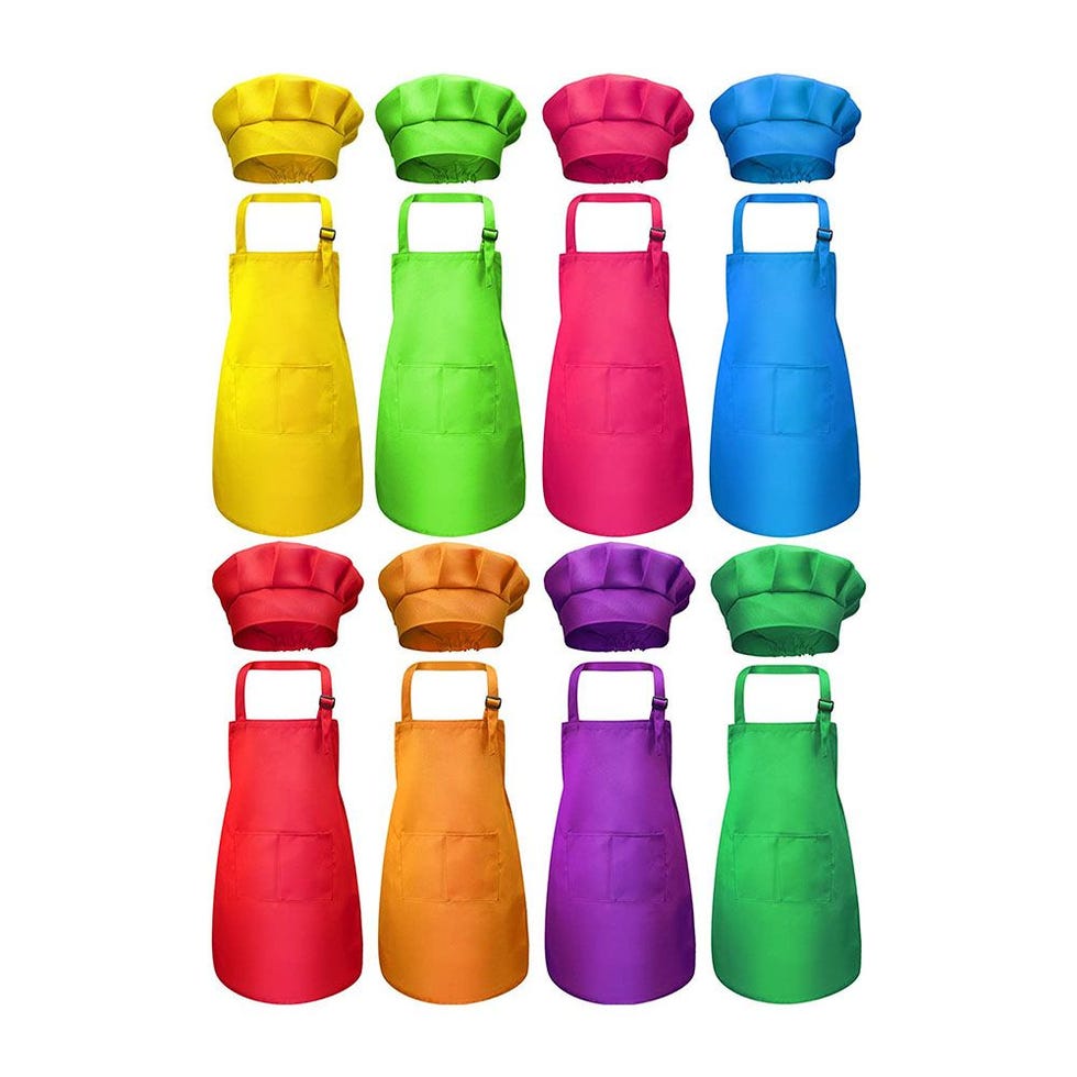SATINIOR Kids' Chef Hat and Apron (Set of 8)