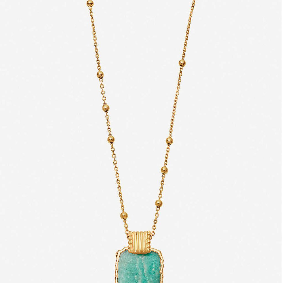 'Lena' Gold Vermeil And Amazonite Charm Necklace