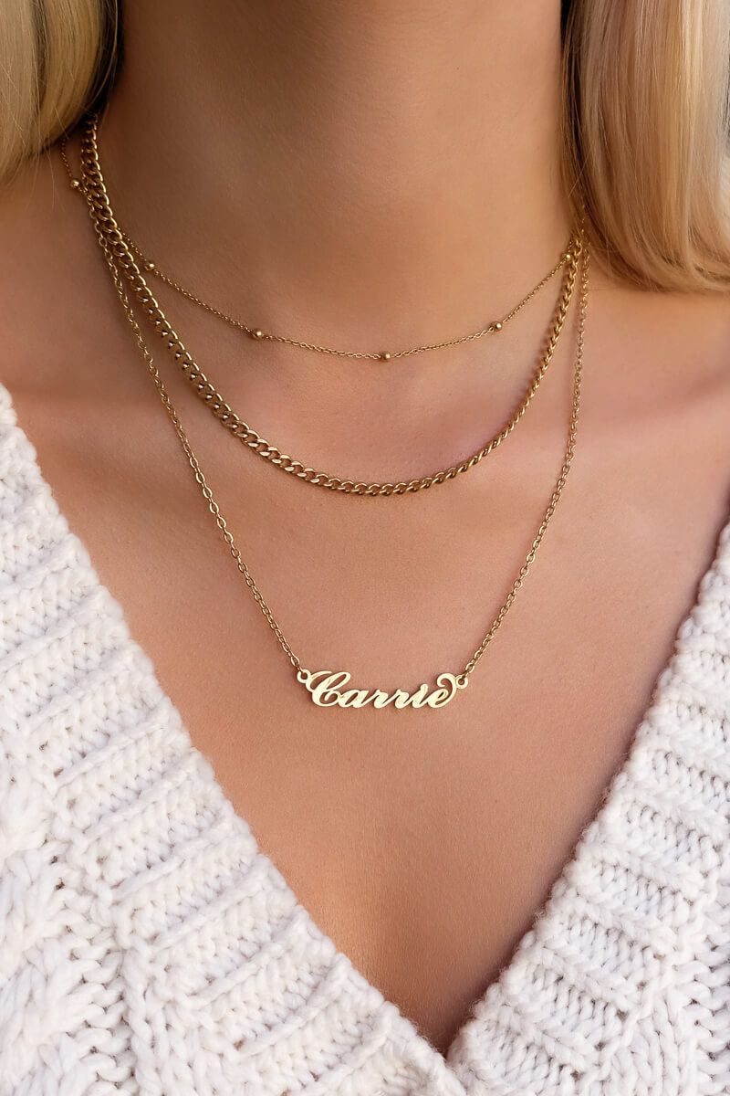 Chunky Gold Link Chain Necklace Bold Statement Necklace Pearl Chokers  Custom Monogram Initial Pin Engraved Jewelry