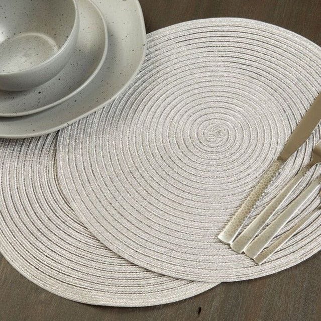 Greta Woven Round Placemat in Silver