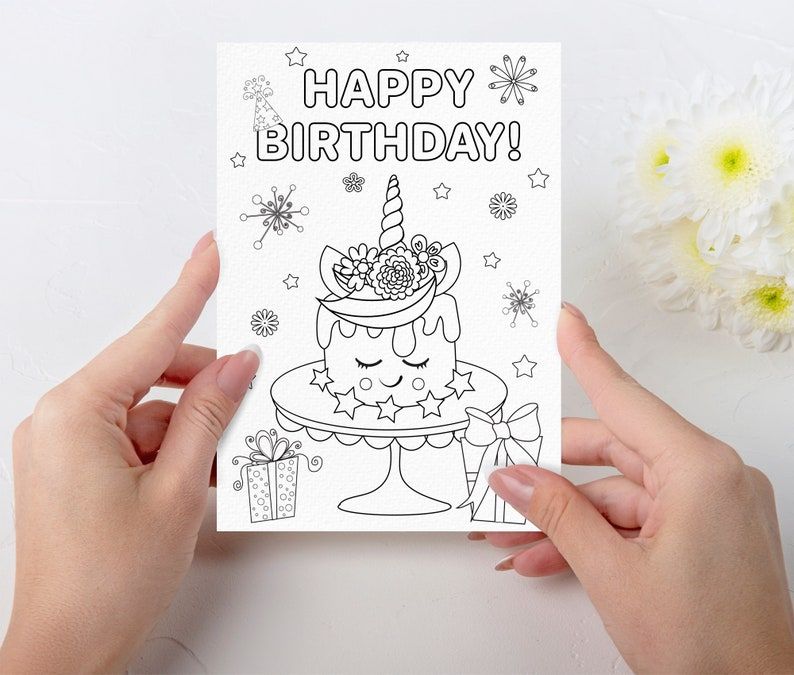 Printable Coloring Birthday Card