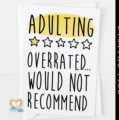 "Adulting" Printable Birthday Card