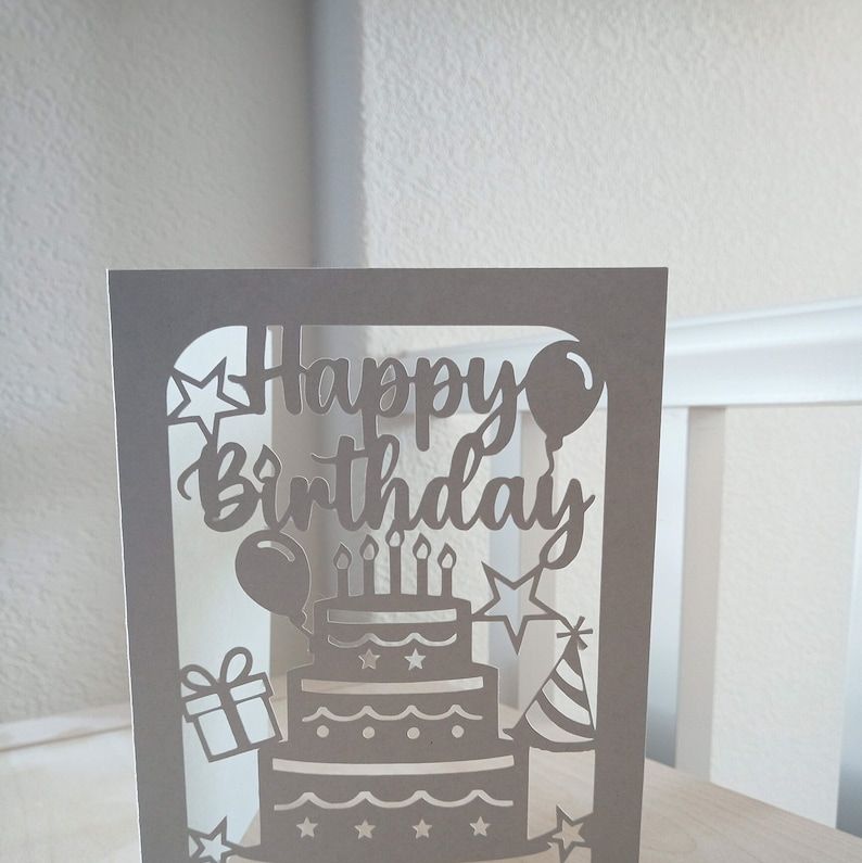Customizable Die-Cut Birthday Card Template