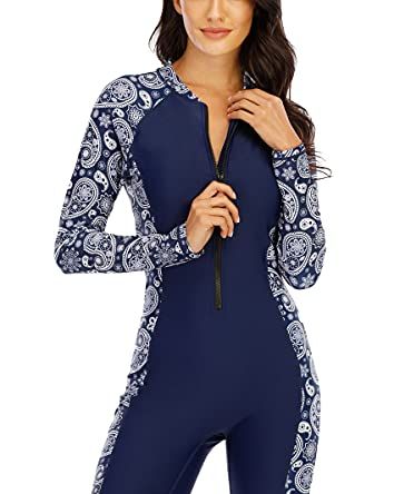 Long-Sleeved Zip-Front One-Piece Swimsuit 
