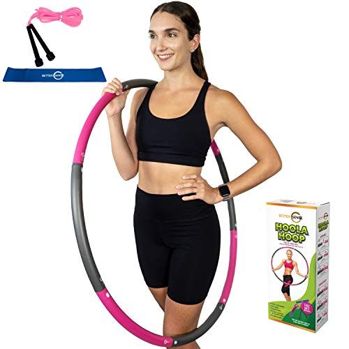 Rose pink Gray Hula Hoop Weighted Foam Padded Hoop Massager Training Health 