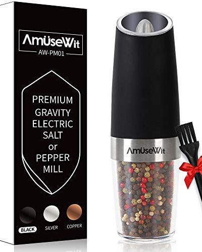 Amusewit Gravity Electric Pepper Grinder, Salt and Pepper Mill Battery  Powered