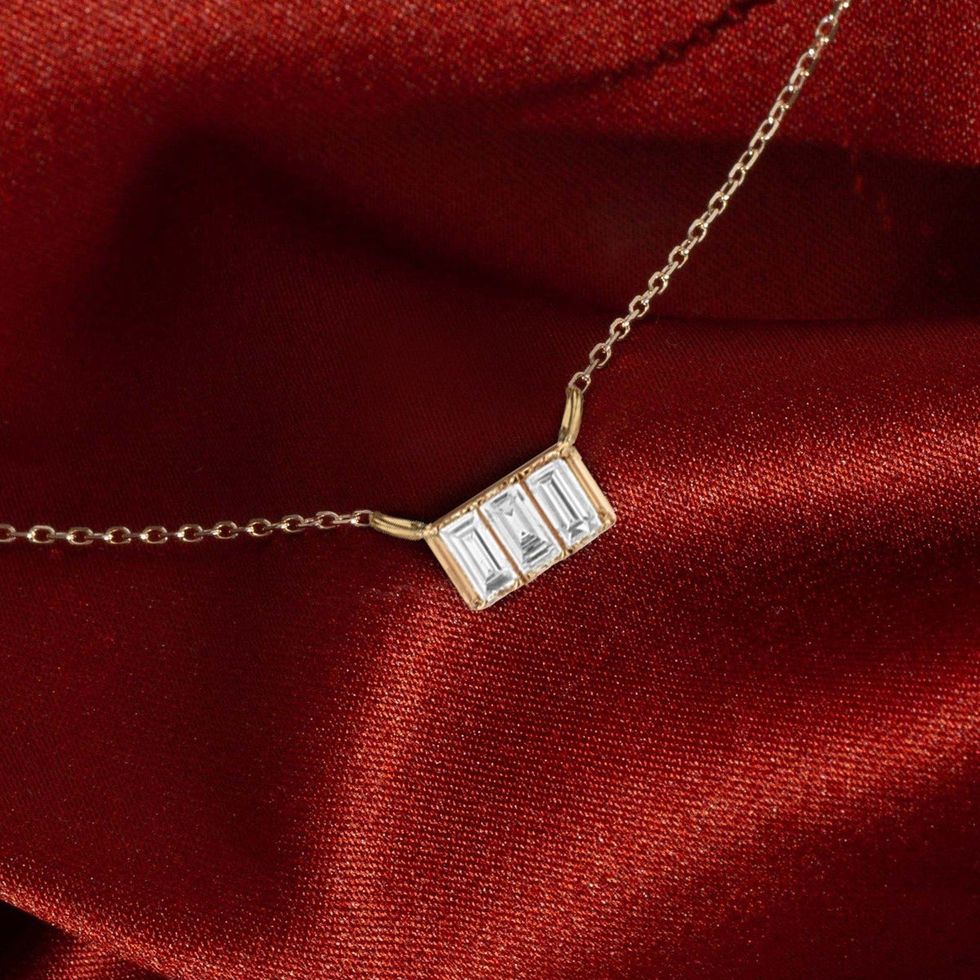 Triple Baguette Diamond Necklace
