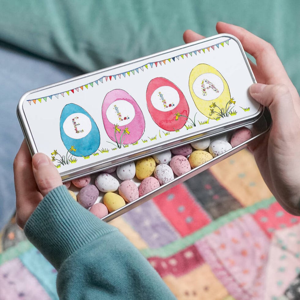 Personalised Chocolate Eggs Tin, Not On The High Street, £12.50
