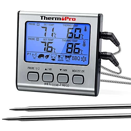 Termómetro de cocina digital con 2 sondas