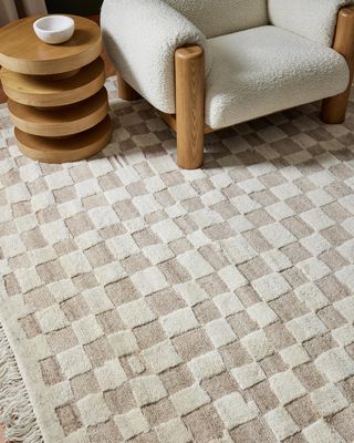 Irregular checkerboard rug