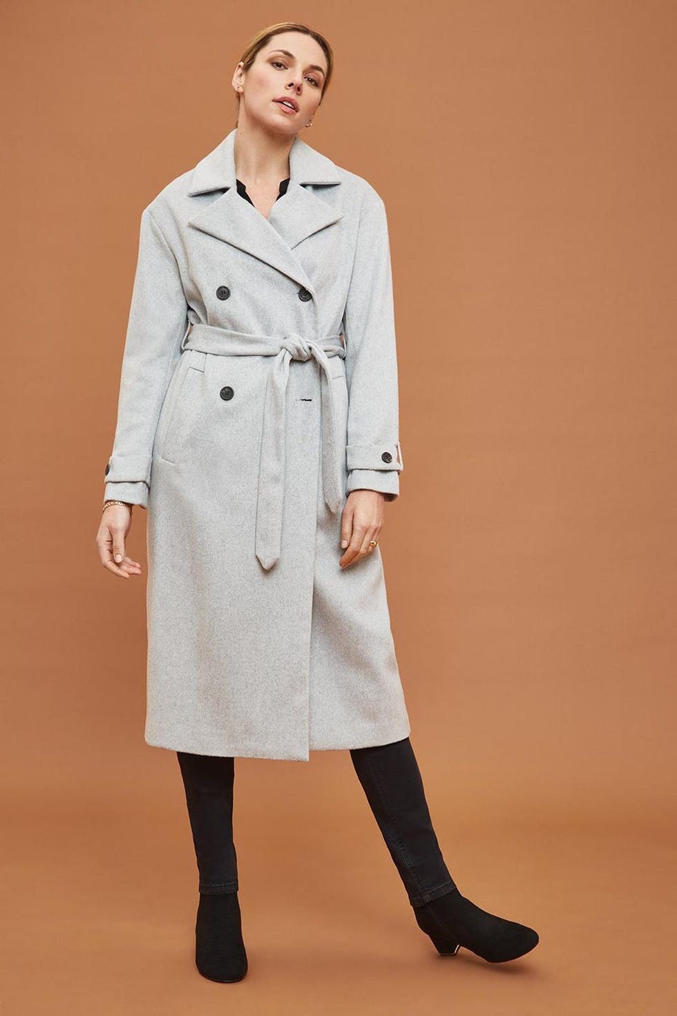 Double Breasted Belted Coat