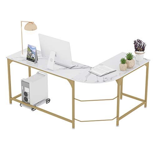 Faux marble l store shaped desk