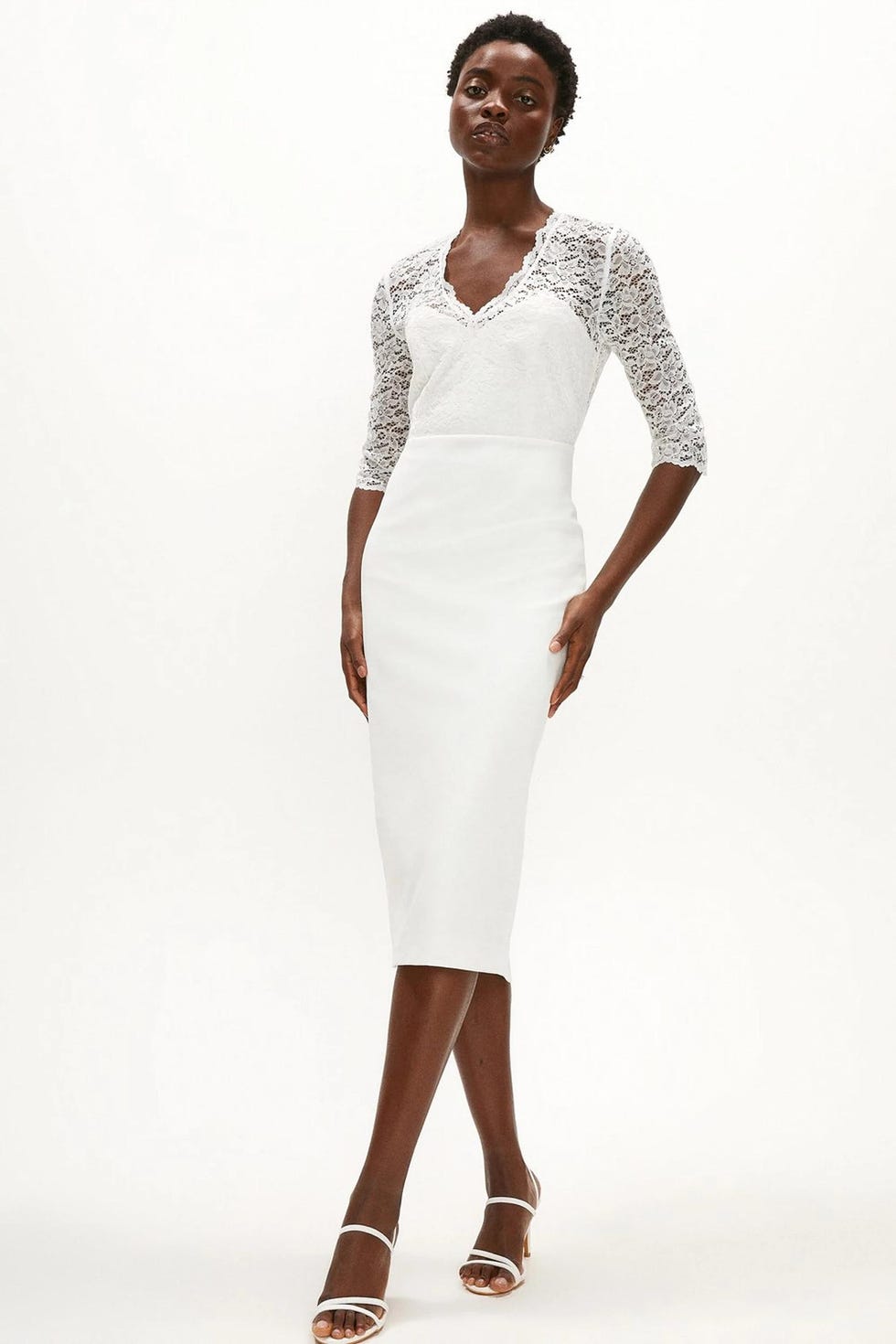 Premium Lace Bodice Midi Dress