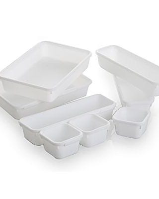 Interlocking Drawer Organiser 8pc Bin Set - White