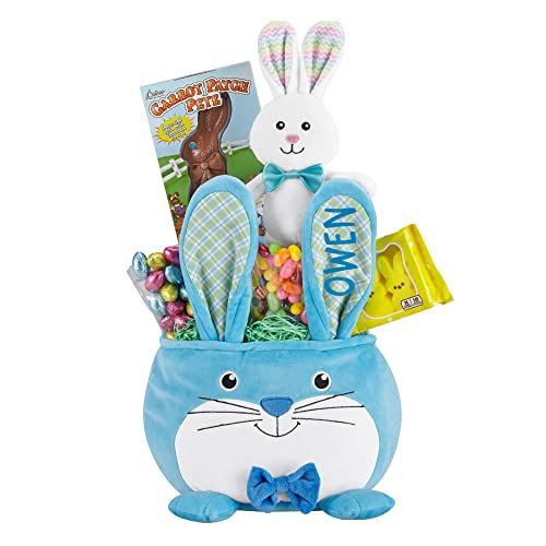 Personalized DIY Easter Tote Bags Gift for Kids w/Name - 3 Color Handles &  6 Designs - Customized Monogrammed Colorable Bunny Totes Bags for Girls