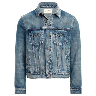 Flag-Patch Denim Trucker Jacket