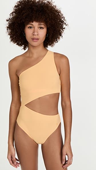 Farfetch Girls Sport & Swimwear Swimwear Bikinis One Shoulder Bikinis Gold One-shoulder bikini set 