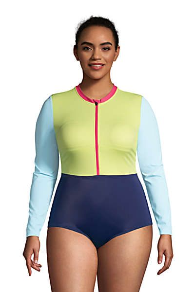 Women Long Sleeve Bathing Suits Built-in Bra Tops with Boyshorts