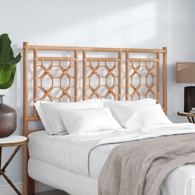 Beachcrest Home Natural Lemuel Wicker-Rattan Headboard