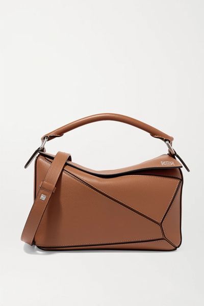 Loewe Puzzle Nano Leather Shoulder Bag in Brown